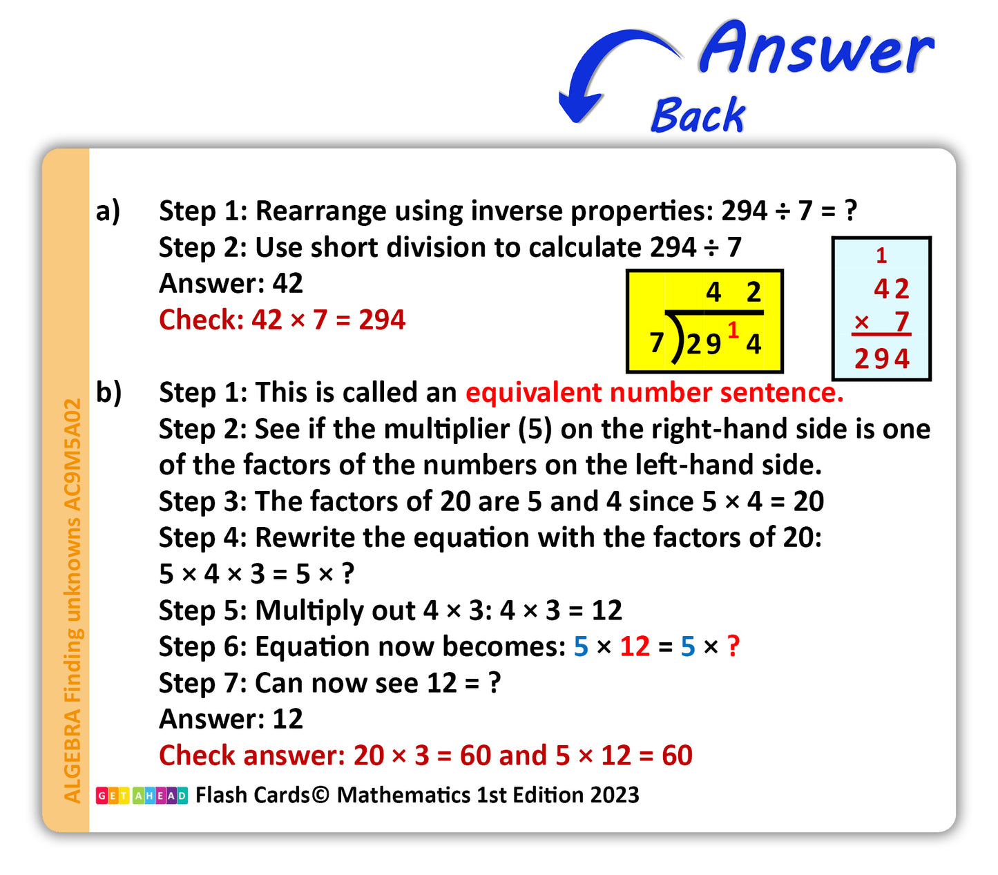 Maths Flash Cards (Year 5)